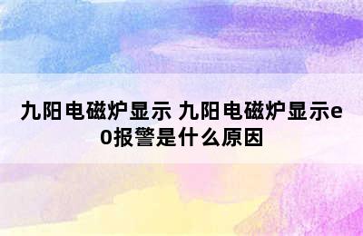 九阳电磁炉显示 九阳电磁炉显示e0报警是什么原因